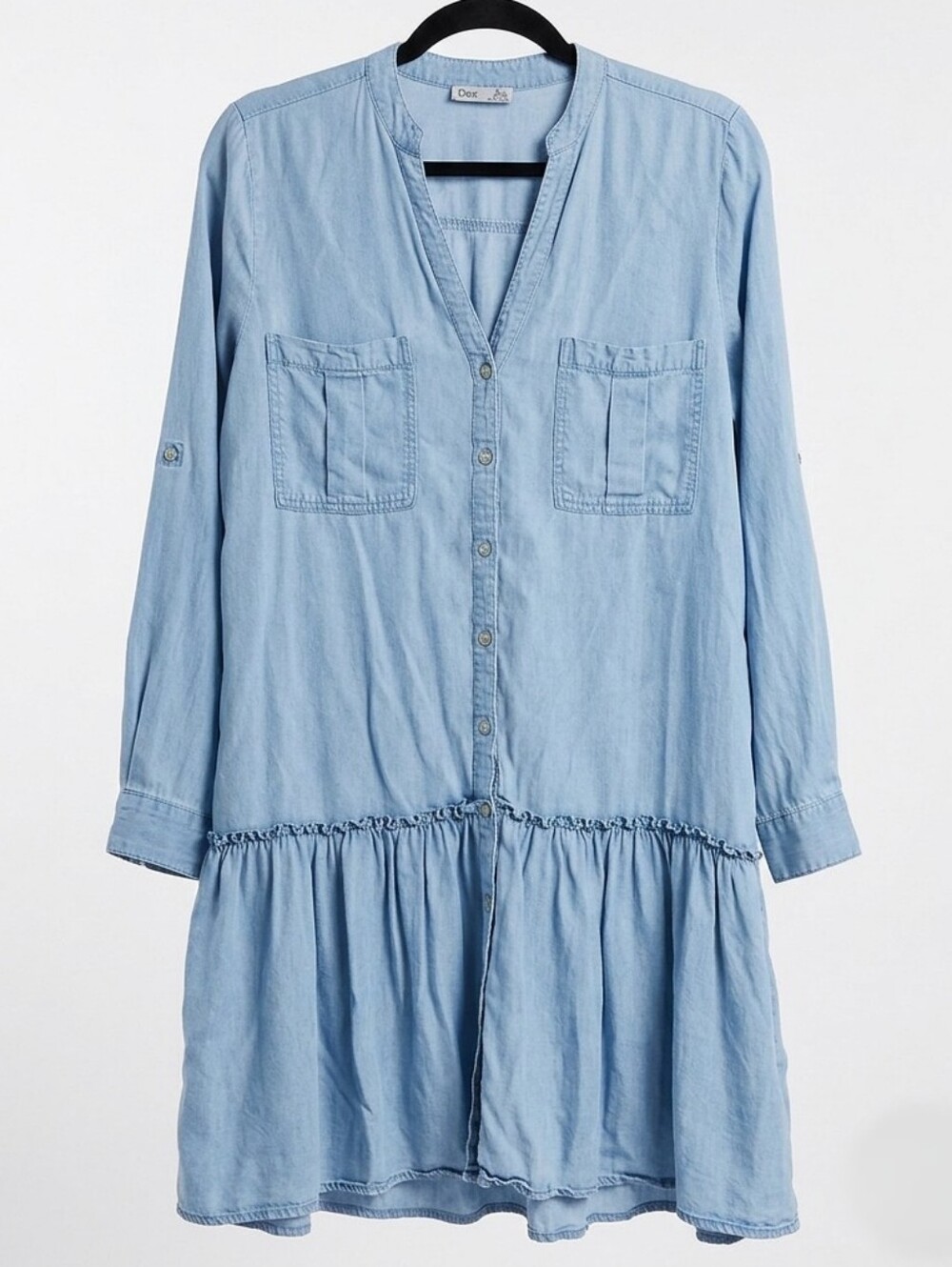 Dex Light Blue Chambray Button-Front Shirtdress Size Medium